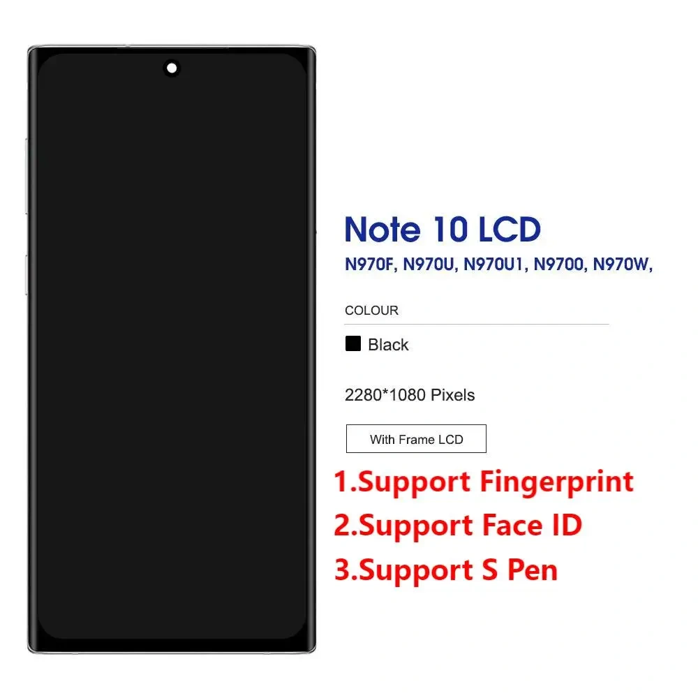 Super AMOLED For Samsung Galaxy Note 10 Display Assembly For Samsung Note10 N970F N970F/DS LCD Display Digital Touch Screen