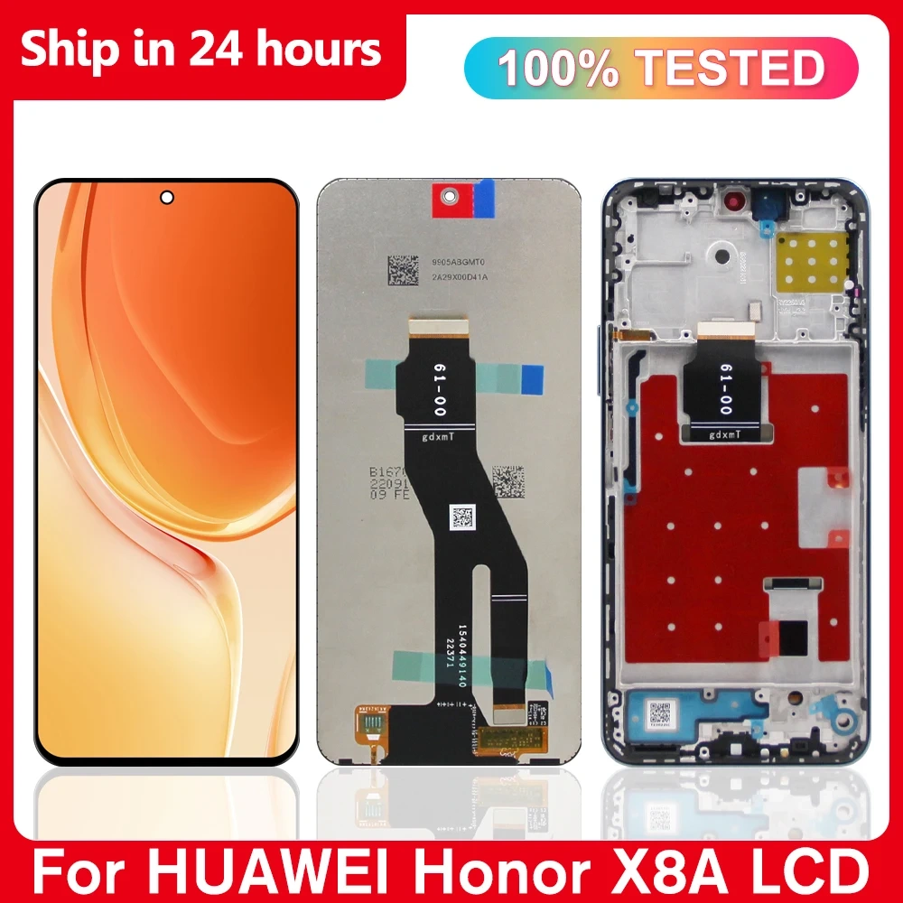 6.7inch AMOLED for Honor X8a CRT-LX1 CRT-LX2 CRT-LX3 LCD Display Touch Screen Digitizer Assembly For Honor x8a Screen with Frame