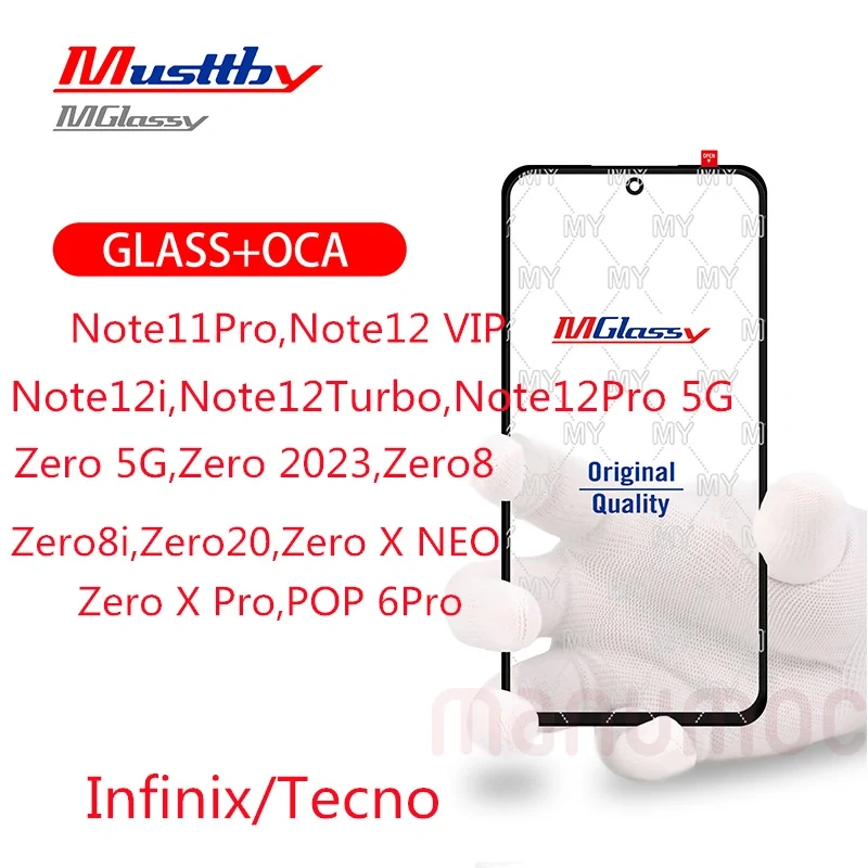 5pcs Musttby Front Screen Glass With OCA For Tecno Note 11 Pro 12 Note12i Zero 5G Zero 2023 Zero8 Zero8i Zero20 Zero X NEO POP