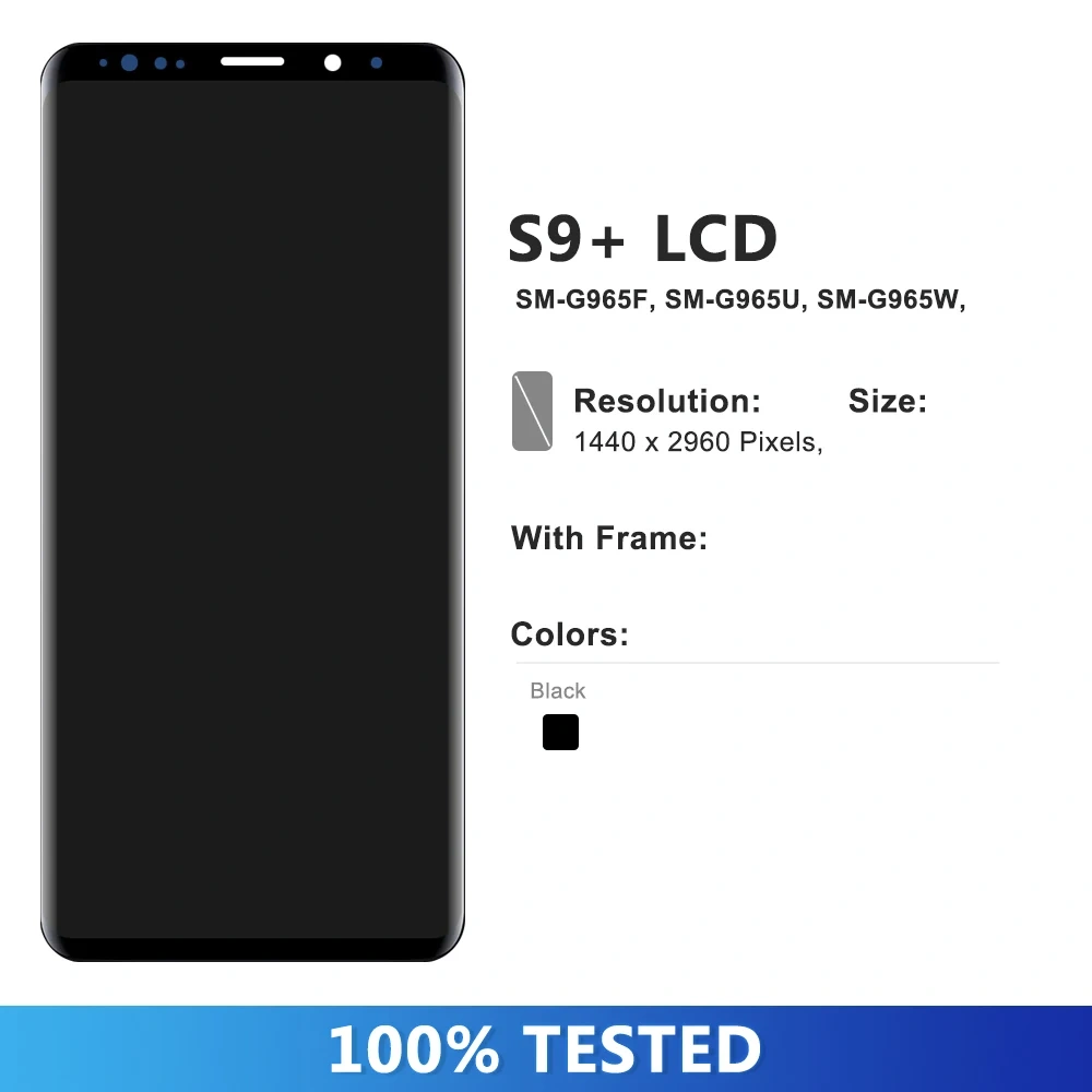 100% AMOLED LCD For Samsung Galaxy S9 Plus Display G965F with Frame Touch Screen For Samsung S9 G960F Display Digitizer Assembly