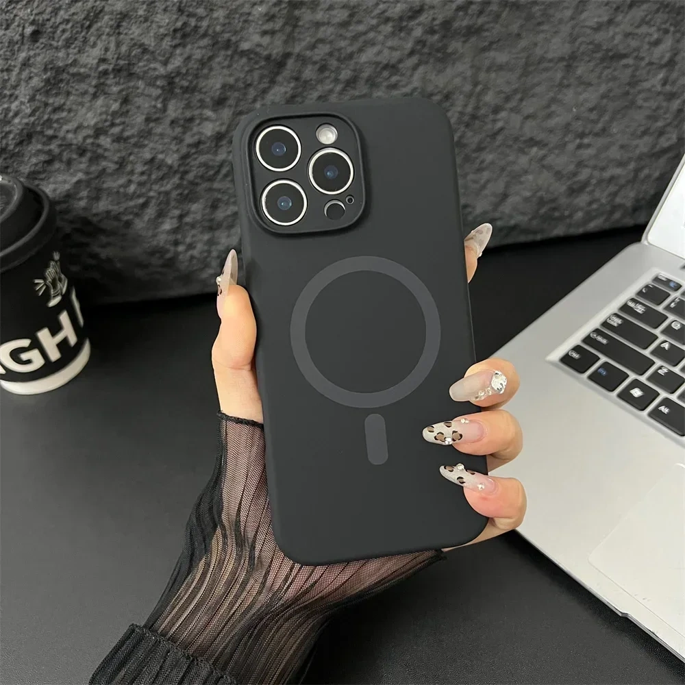 Luxury Magsafe Liquid Silicone Magnetic Phone Case For iPhone 16 Pro Max 15 Plus 14 13 12 Lens Protective Candy Color Back Cover