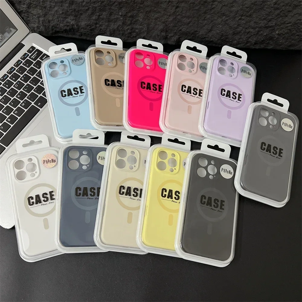 Luxury Magsafe Liquid Silicone Magnetic Phone Case For iPhone 16 Pro Max 15 Plus 14 13 12 Lens Protective Candy Color Back Cover