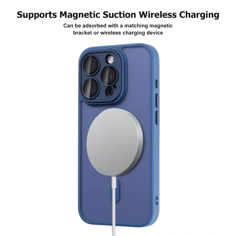For Magsafe Matte Case For iPhone 16 15 13 12 11 14 Pro Max 16 Plus Lens Camera Protective Wireless Charging Magnetic Back Cover