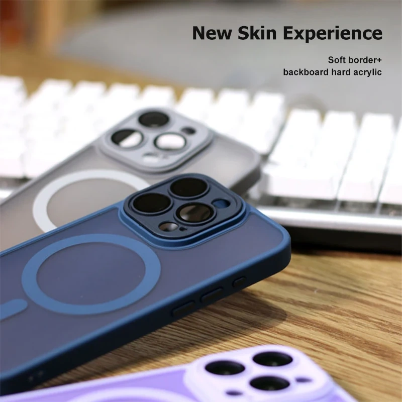 For Magsafe Matte Case For iPhone 16 15 13 12 11 14 Pro Max 16 Plus Lens Camera Protective Wireless Charging Magnetic Back Cover