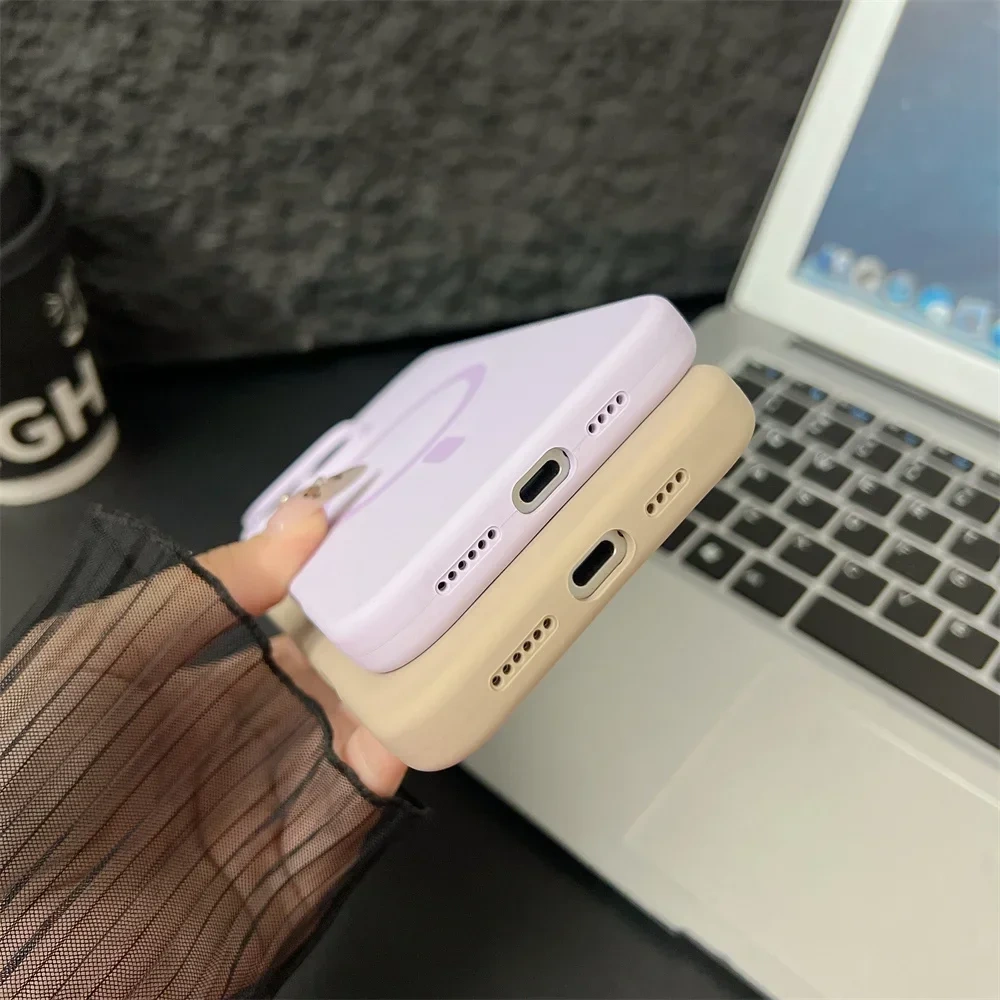Luxury Magsafe Liquid Silicone Magnetic Phone Case For iPhone 16 Pro Max 15 Plus 14 13 12 Lens Protective Candy Color Back Cover