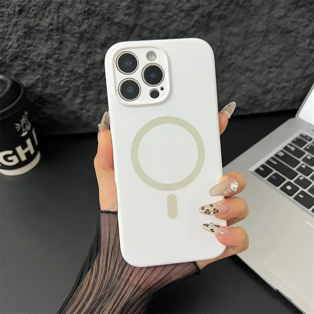 Luxury Magsafe Liquid Silicone Magnetic Phone Case For iPhone 16 Pro Max 15 Plus 14 13 12 Lens Protective Candy Color Back Cover