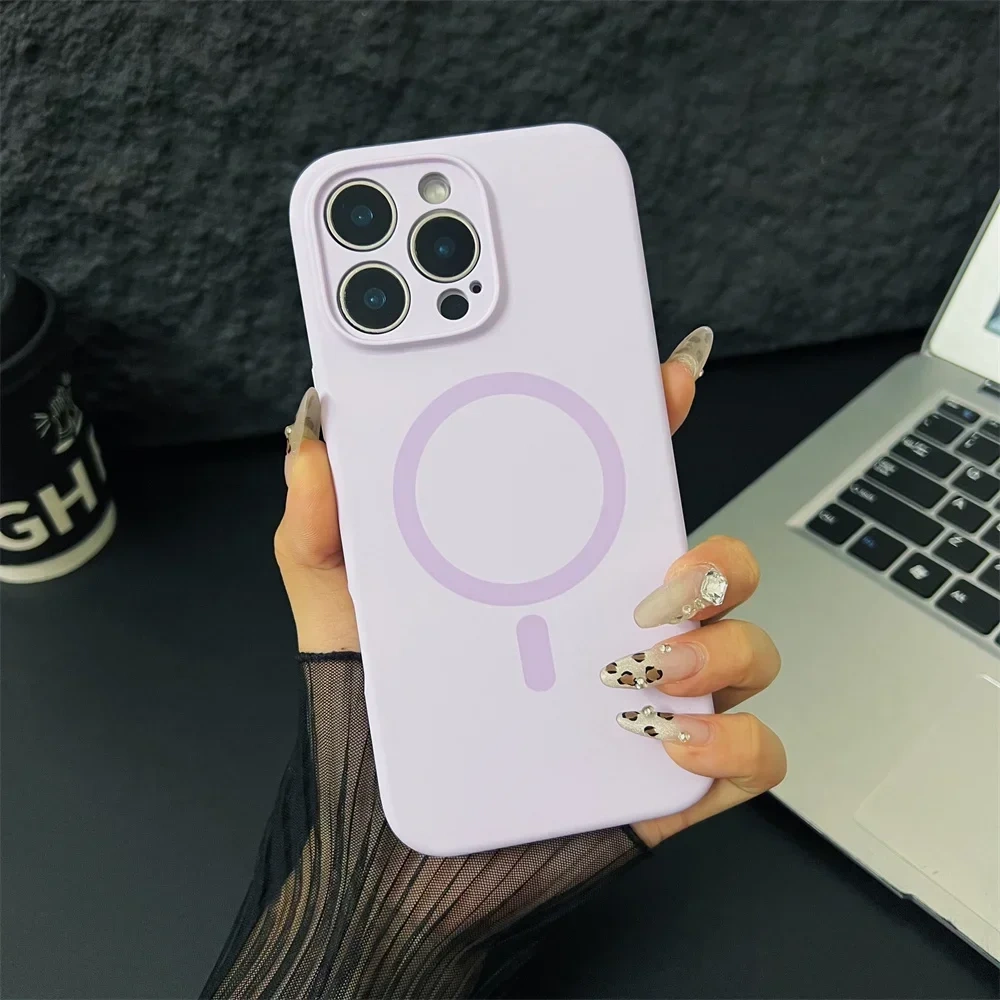 Luxury Magsafe Liquid Silicone Magnetic Phone Case For iPhone 17 16 Pro Max 15 Plus 14 13 12 Lens Protective Candy Color Back Cover