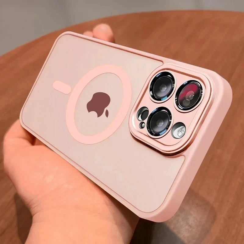 For Magsafe Matte Case For iPhone 16 15 13 12 11 14 Pro Max 16 Plus Lens Camera Protective Wireless Charging Magnetic Back Cover
