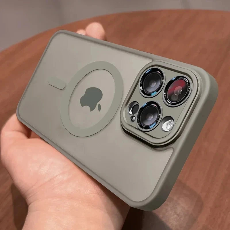 For Magsafe Matte Case For iPhone 16 15 13 12 11 14 Pro Max 16 Plus Lens Camera Protective Wireless Charging Magnetic Back Cover