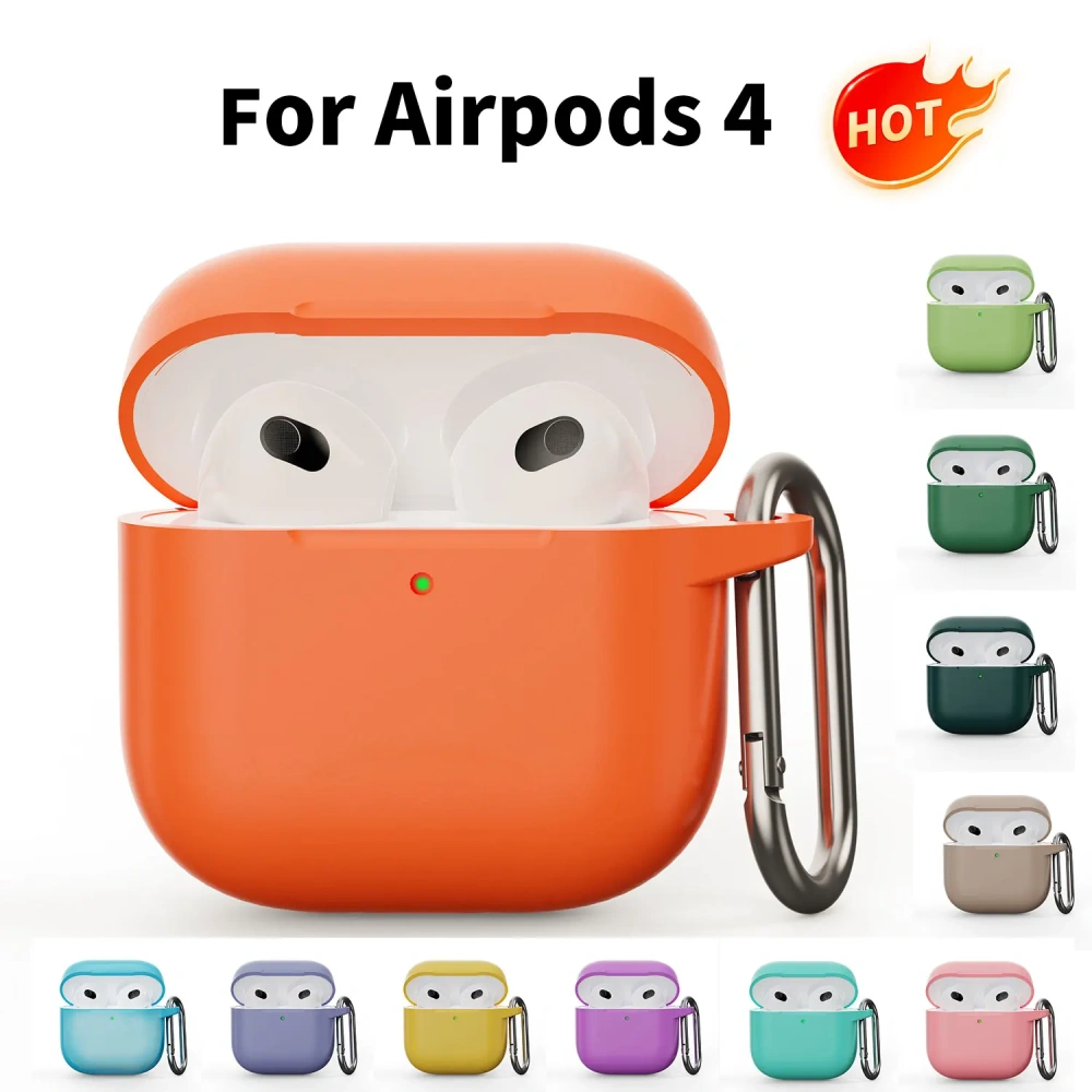 2024 Soft Silicone Earphone Case Suitable for Apple Airpods 4 Pro3 Pro2 3 1&2 Solid Color Thickened Case Simple and Atmospheric