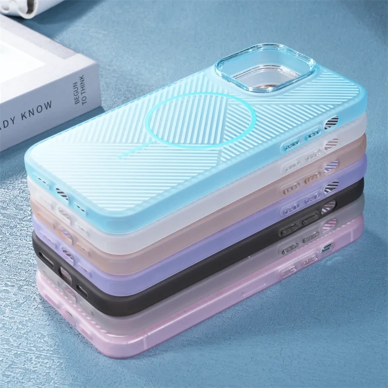 New Fashion 3D Striped Magnetic Phone Case For iPhone 12 13 14 15 16 Pro Max Plus For Magsafe Wireless Charger Shockproof Cover