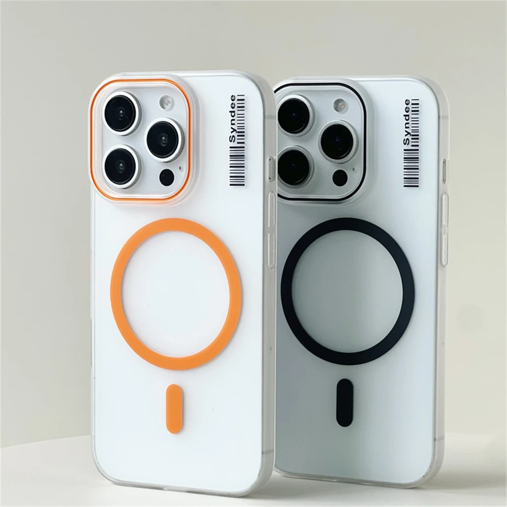 Translucent Frosted Wireless Charging MagSafe Phone Case for iPhone 16 15 Pro Max Plus 14Pro 13 12 Ultrathin Matte Hard PC Cover