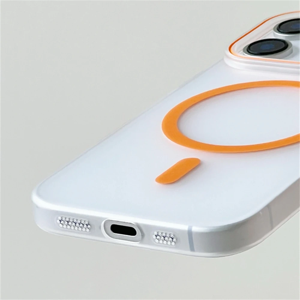 Translucent Frosted Wireless Charging MagSafe Phone Case for iPhone 16 15 Pro Max Plus 14Pro 13 12 Ultrathin Matte Hard PC Cover