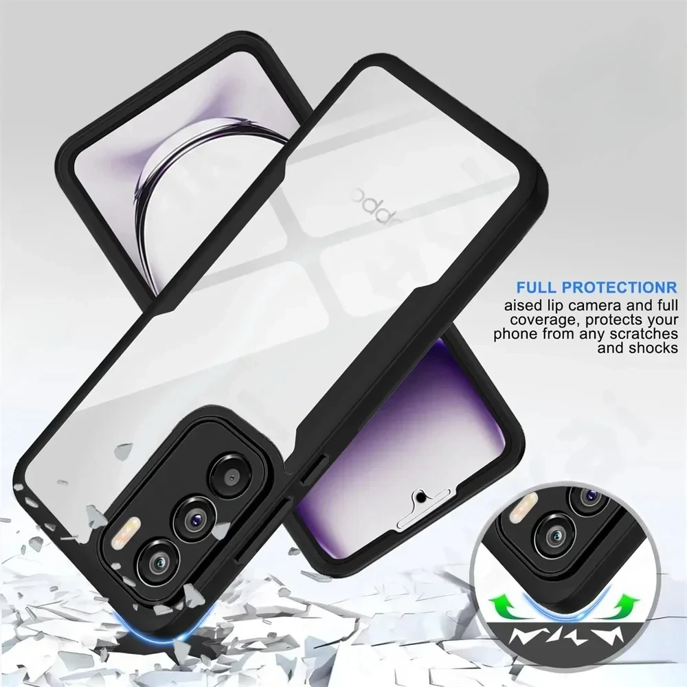 3IN1 360° Full Protection Case For OPPO RENO 12 Pro 12F 12FS A3 A3X A40 A40M A60 A79 A96 A76 A36 4G 5G Acrylic+TPU Phone Cover