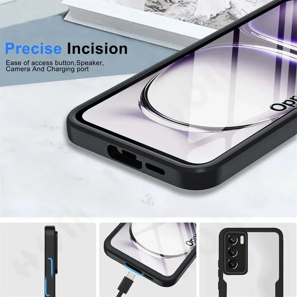 3IN1 360° Full Protection Case For OPPO RENO 12 Pro 12F 12FS A3 A3X A40 A40M A60 A79 A96 A76 A36 4G 5G Acrylic+TPU Phone Cover