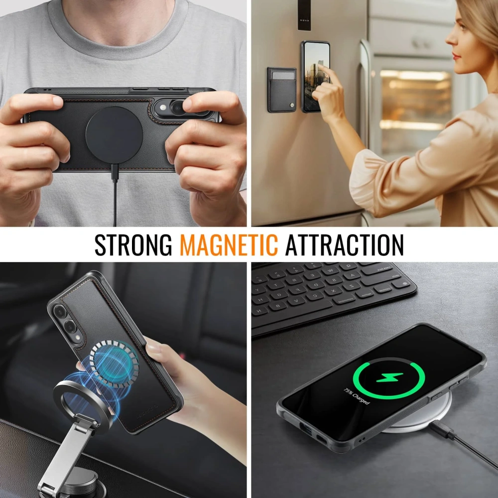 Magnetic 2 in 1 Detachable for Samsung Galaxy S25 Edge S25 FE S24 S23 S22 S21 S20 Ultra Wallet Case with Card Holder Kickstand