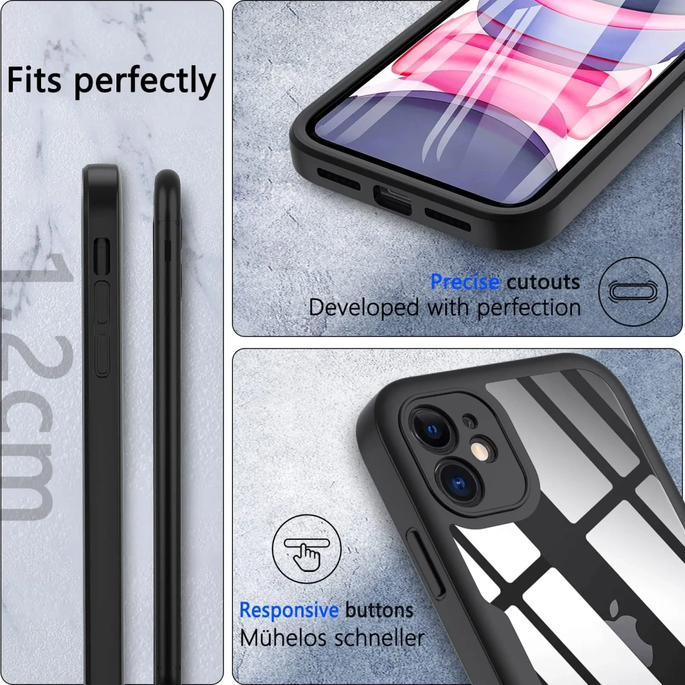 Shockproof 360° All-inclusive Phone Case with Screen Protector Film for iPhone 16 15 14 13 12 11 Pro Plus Max Mini XS Max