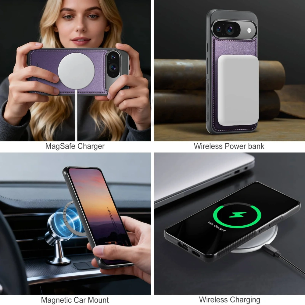 For Google Pixel 10 9 Pro XL 9A 10 9 Case Wallet with Magnetic, RFID Blocking Card Holder 2 in 1 Detachable Kickstand Shockproof