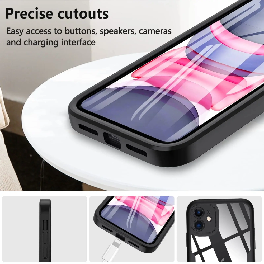 Shockproof 360° All-inclusive Phone Case with Screen Protector Film for iPhone 16 15 14 13 12 11 Pro Plus Max Mini XS Max