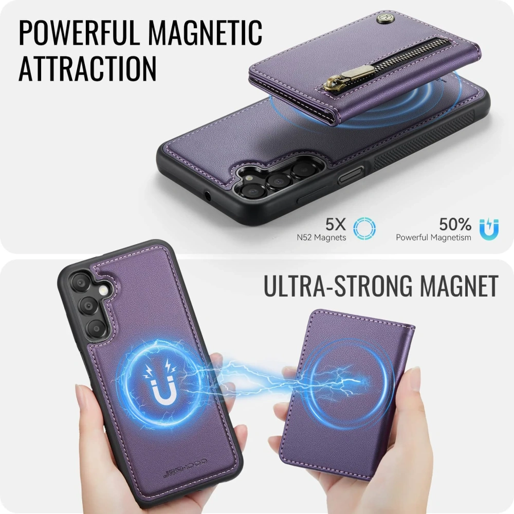 Case for Samsung Galaxy A56 A55 A53 A52 A36 A35 A26 A25 A17 A16 A15 Wallet Case, Detachable Magnetic RFID Blocking Card Holder