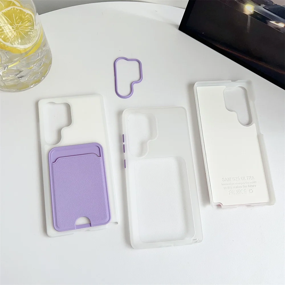 Luxury Card Holder Bag Phone Case For Samsung Galaxy S25 Edge S24 S23 Ultra Plus S24 FE Shockproof Card Slot Wallet Matte Cover