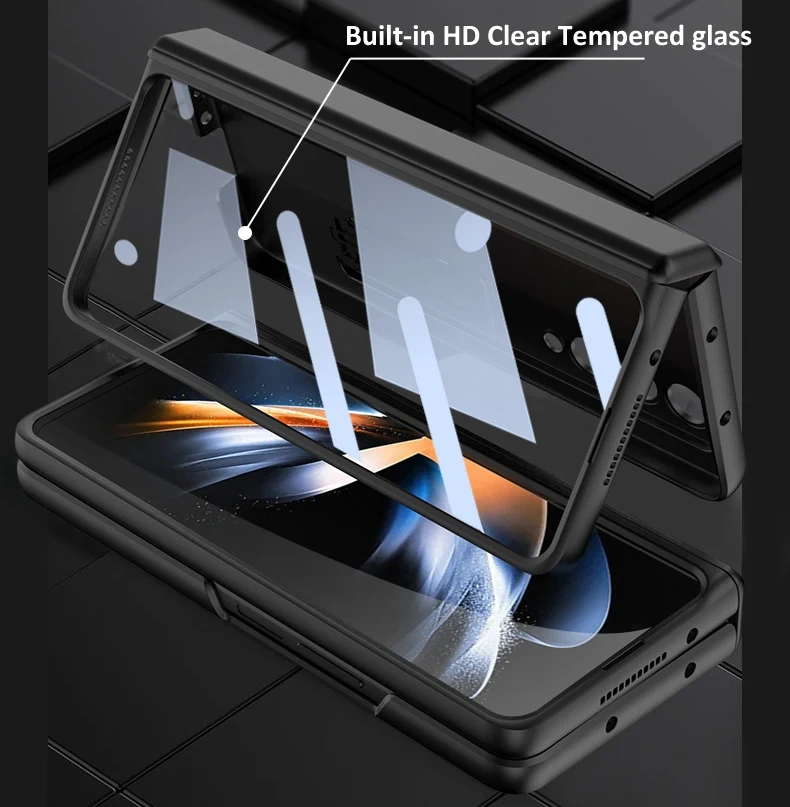 GKK Magnetic Hinge Case For Samsung Galaxy Z Fold4 Fold3 Fold 4 3 Tempered Glass Bracket Matte Plastic Cover