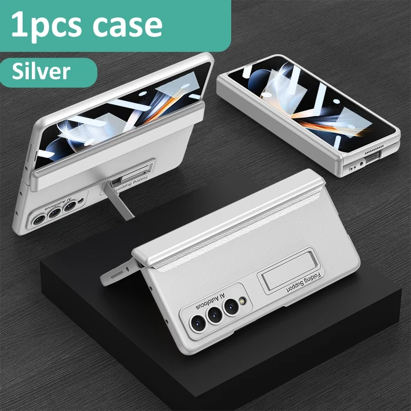 GKK Magnetic Hinge Case For Samsung Galaxy Z Fold4 Fold3 Fold 4 3 Tempered Glass Bracket Matte Plastic Cover