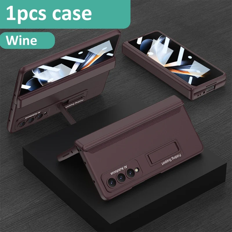 GKK Magnetic Hinge Case For Samsung Galaxy Z Fold4 Fold3 Fold 4 3 Tempered Glass Bracket Matte Plastic Cover