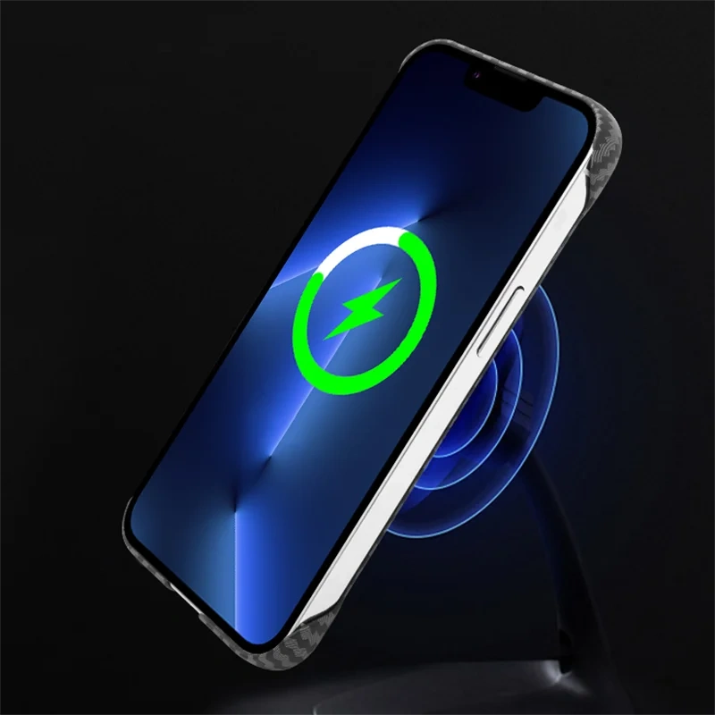 Carbon Fiber Frameless Ultra-thin For Magsafe Magnetic Wireless Charging Case For iPhone 17 Air 16 15 14 Plus 13 12 11 Pro Max