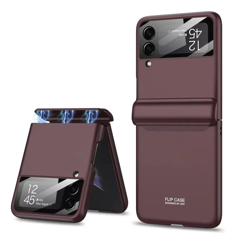 Z Flip 7 Flip5 Flip6 Magnetic Case For Samsung Galaxy Z Flip 7 6 5 4 3 Full Protection Hinge Luxury Cover Shell Camera Glass on