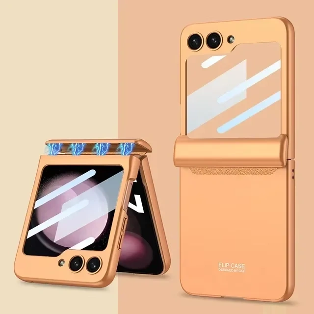 Z Flip 7 Flip5 Flip6 Magnetic Case For Samsung Galaxy Z Flip 7 6 5 4 3 Full Protection Hinge Luxury Cover Shell Camera Glass on