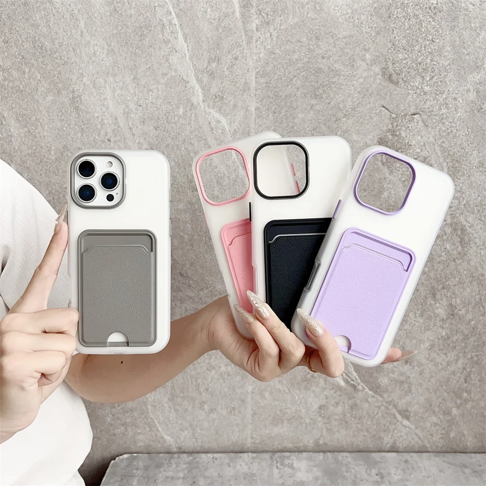 3 IN 1 Leather Card Slot Holder Phone Case For iPhone 17 Air 16 15 14 13 Pro Max 16E Wallet Pocket Shockproof Back Cover Bumper