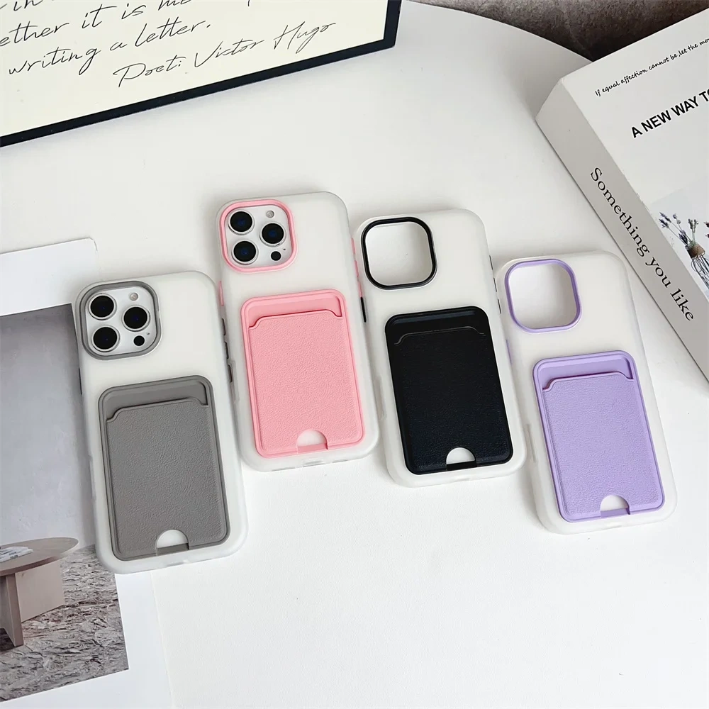 3 IN 1 Leather Card Slot Holder Phone Case For iPhone 17 Air 16 15 14 13 Pro Max 16E Wallet Pocket Shockproof Back Cover Bumper