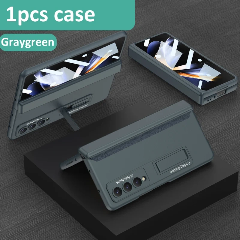 GKK Magnetic Hinge Case For Samsung Galaxy Z Fold4 Fold3 Fold 4 3 Tempered Glass Bracket Matte Plastic Cover