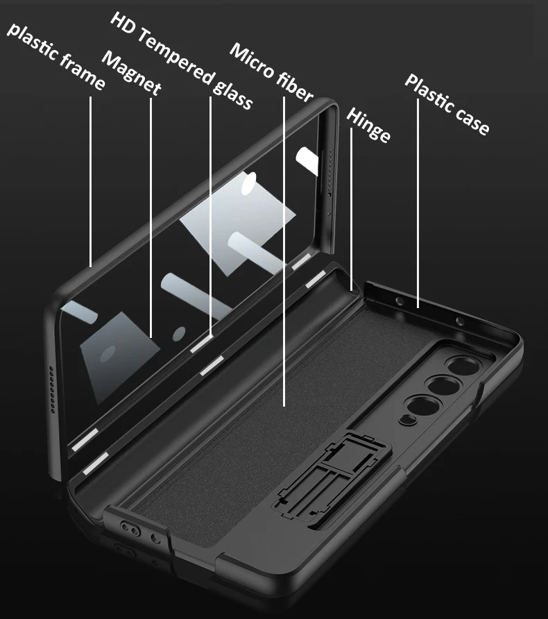 GKK Magnetic Hinge Case For Samsung Galaxy Z Fold4 Fold3 Fold 4 3 Tempered Glass Bracket Matte Plastic Cover