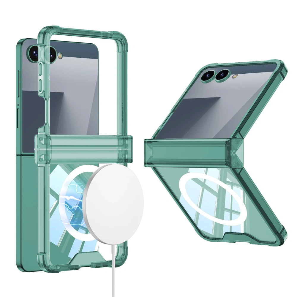 Magnetic Wireless Charging Airbag Case For Samsung Galaxy Z Flip 7 6 All-included Hinge Protective Soft Cover For Galaxy Z Flip7