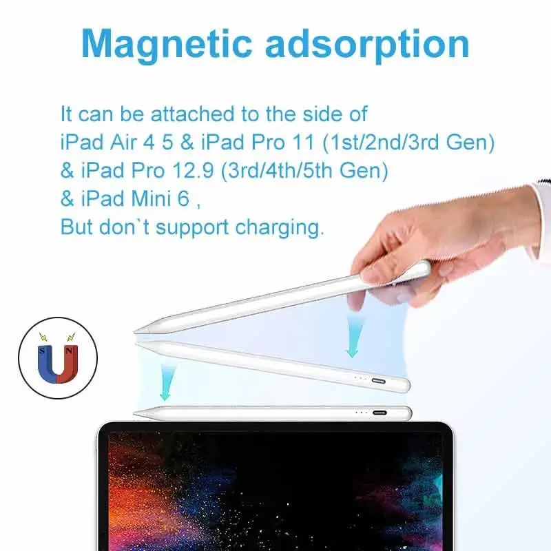 For Apple Pencil 1 2 for iPad Pencil Bluetooth Stylus Pen for iPad A16 Air 11 M3 M2 Pro 12.9 10.9 10.2 Mini 6 7 for Apple Pencil