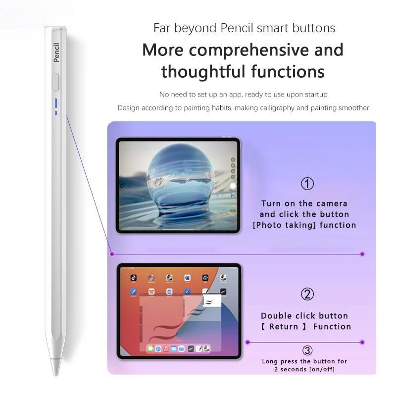 Stylus for iPad Mini A17 Pro 2024 Active Pen for iPad A16 Palm Rejection Pencil compatible for iPad Air M3 M2 M1 Pro 11 12.9 13