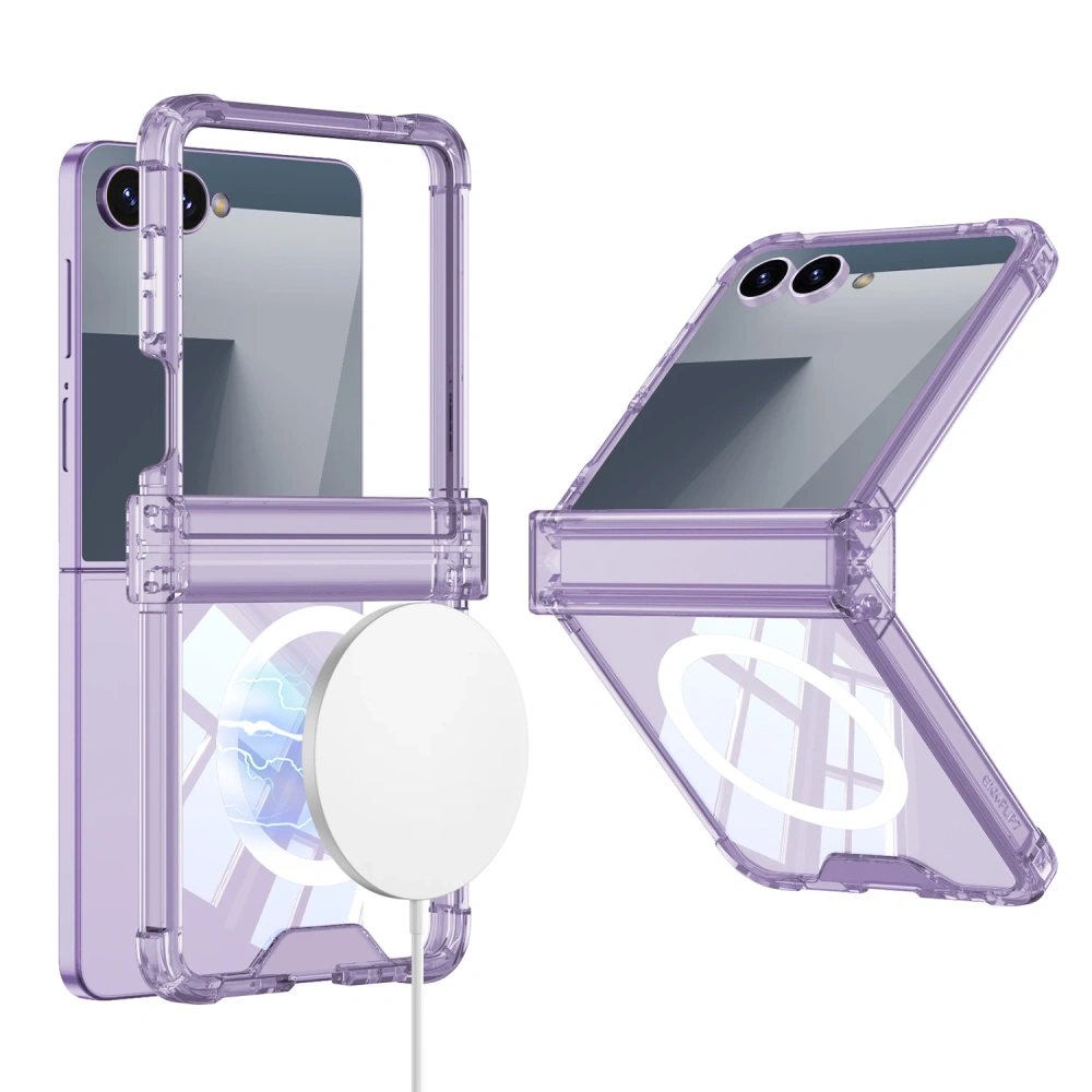 Magnetic Wireless Charging Airbag Case For Samsung Galaxy Z Flip 7 6 All-included Hinge Protective Soft Cover For Galaxy Z Flip7