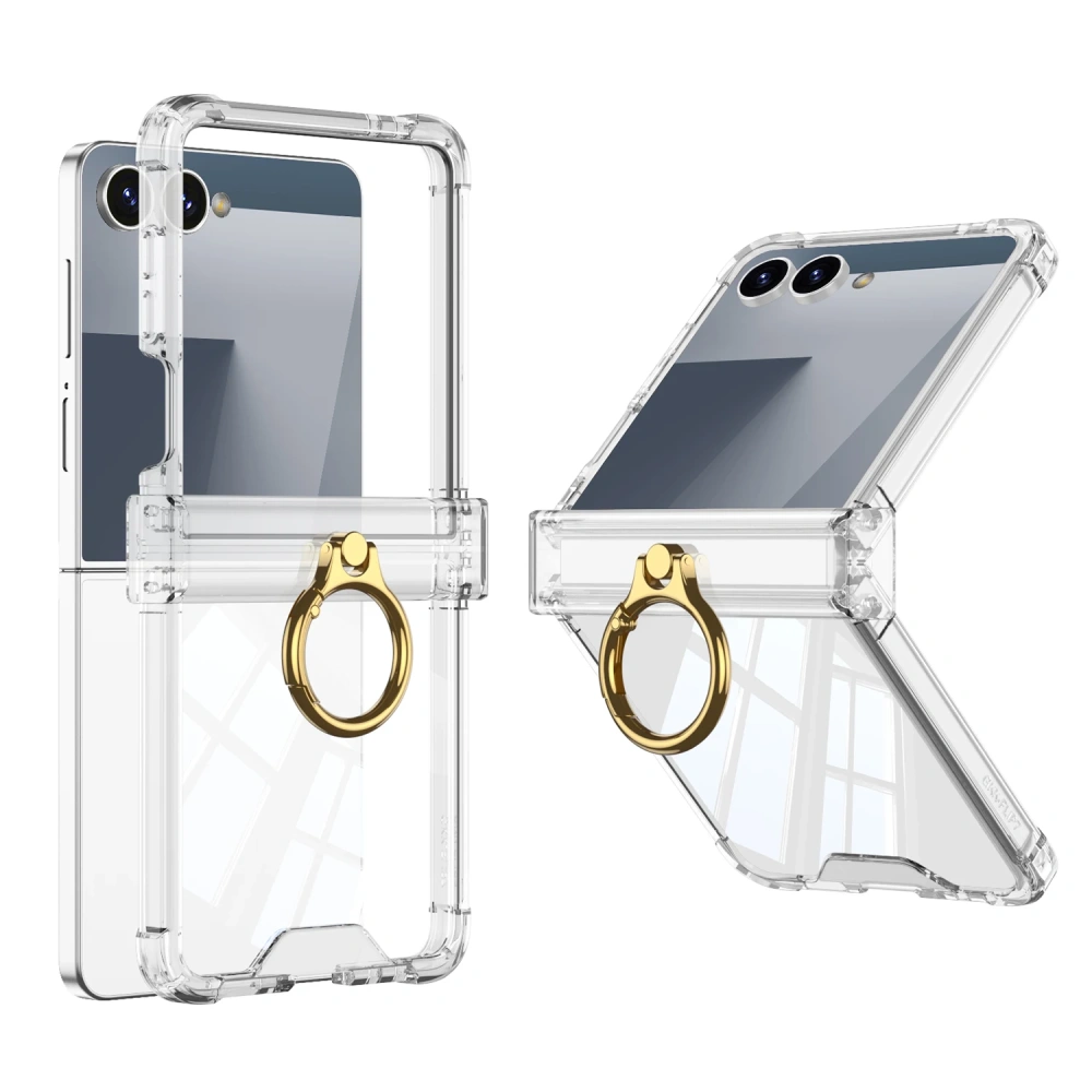 Silicone Airbag Bumper Soft Case for Samsung Galaxy Z Flip 7 Case All-included Hinge Ring Holder Cover For Galaxy Z Flip7 6 5