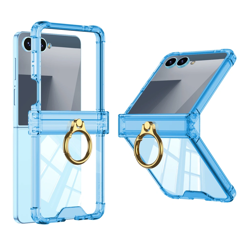 Silicone Airbag Bumper Soft Case for Samsung Galaxy Z Flip 7 Case All-included Hinge Ring Holder Cover For Galaxy Z Flip7 6 5