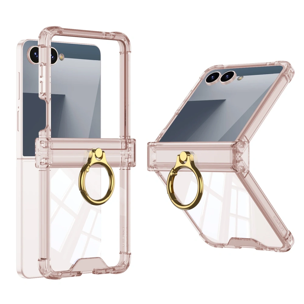 Silicone Airbag Bumper Soft Case for Samsung Galaxy Z Flip 7 Case All-included Hinge Ring Holder Cover For Galaxy Z Flip7 6 5