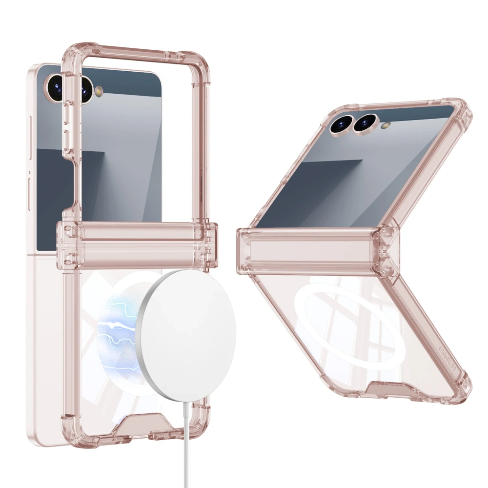 Magnetic Wireless Charging Airbag Case For Samsung Galaxy Z Flip 7 6 All-included Hinge Protective Soft Cover For Galaxy Z Flip7