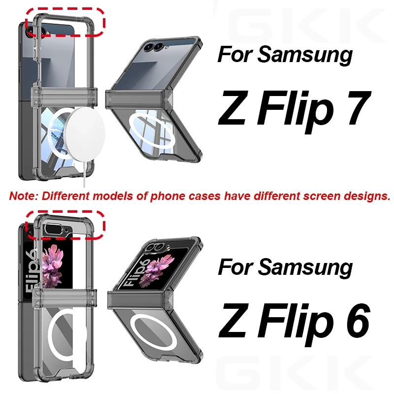 Magnetic Wireless Charging Airbag Case For Samsung Galaxy Z Flip 7 6 All-included Hinge Protective Soft Cover For Galaxy Z Flip7