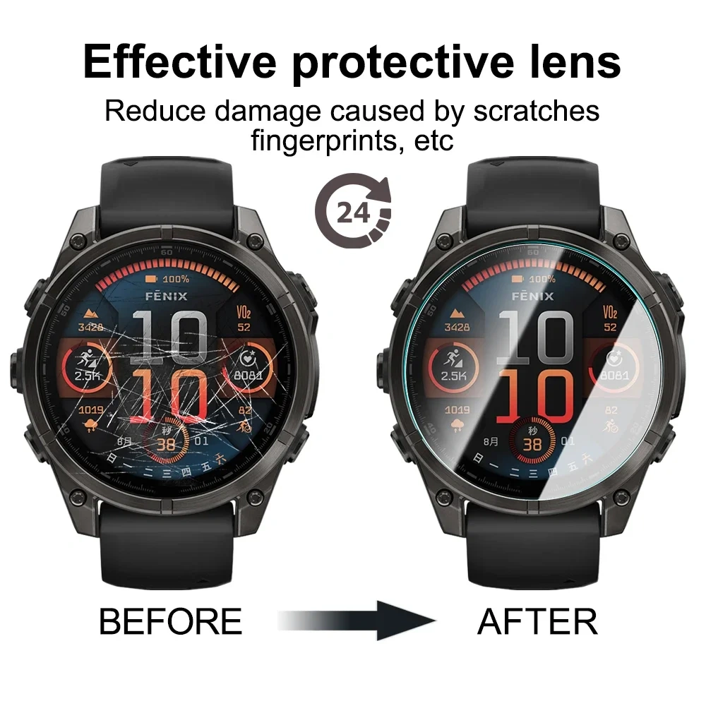 Tempered Glass For Garmin Fenix 8 7 6 5 X S Pro Sapphire Screen Protector Anti-Scratch Film For Fenix 8 47/43/51mm 7S 7X 7 S Pro