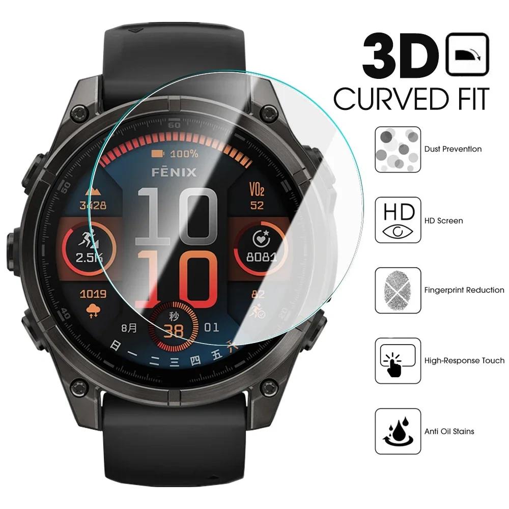 Tempered Glass For Garmin Fenix 8 7 6 5 X S Pro Sapphire Screen Protector Anti-Scratch Film For Fenix 8 47/43/51mm 7S 7X 7 S Pro