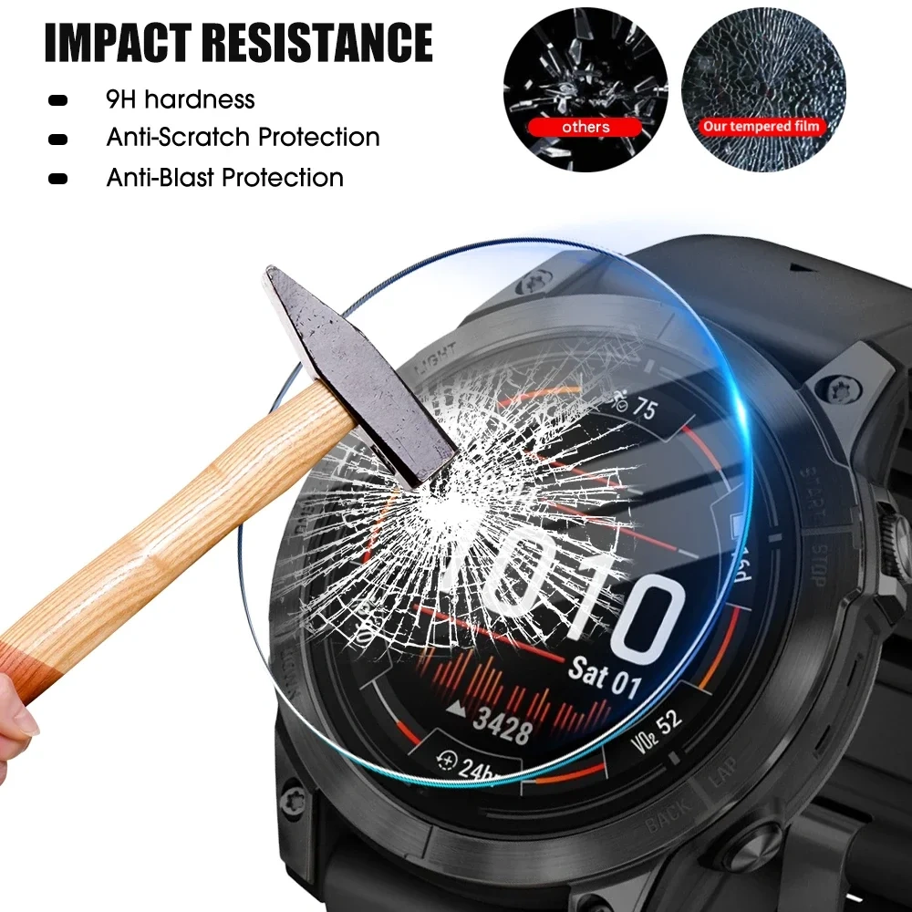 Tempered Glass For Garmin Fenix 8 7 6 5 X S Pro Sapphire Screen Protector Anti-Scratch Film For Fenix 8 47/43/51mm 7S 7X 7 S Pro