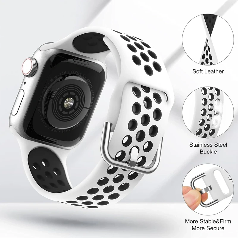 Strap For Apple Watch Band 46mm 44mm 49mm 45mm 40mm 41mm 38 42mm correa Breathable bracelet iwatch series 10 8 SE 7 6 5 9 Ultra