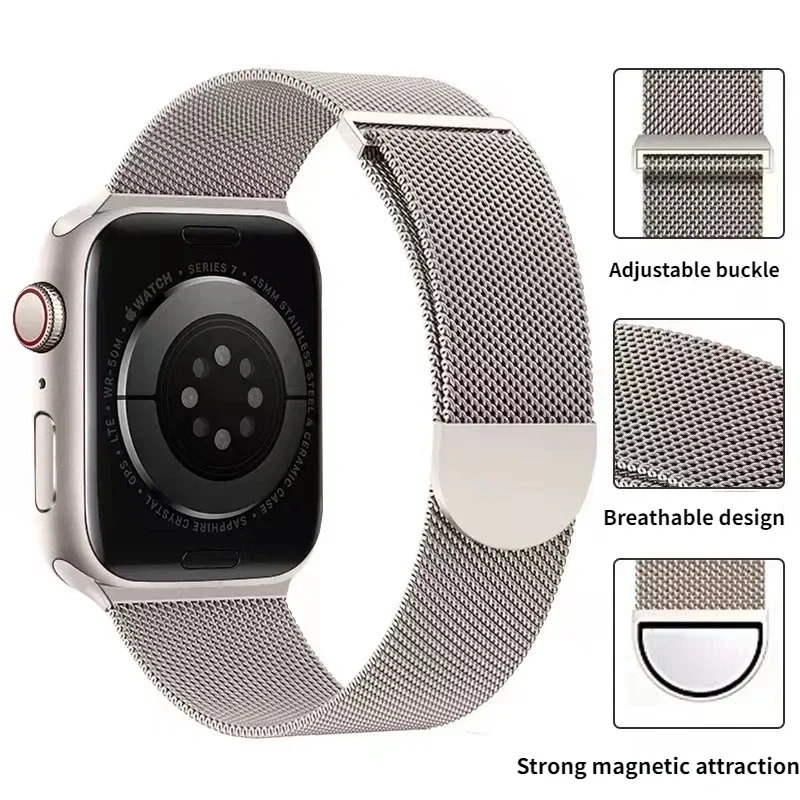 Milanese Loop Strap For Apple watch Band 46mm 44mm 40mm 45mm 41mm 49mm 38 42mm Magnetic bracelet iWatch Series Ultra 10 9 8 SE 7