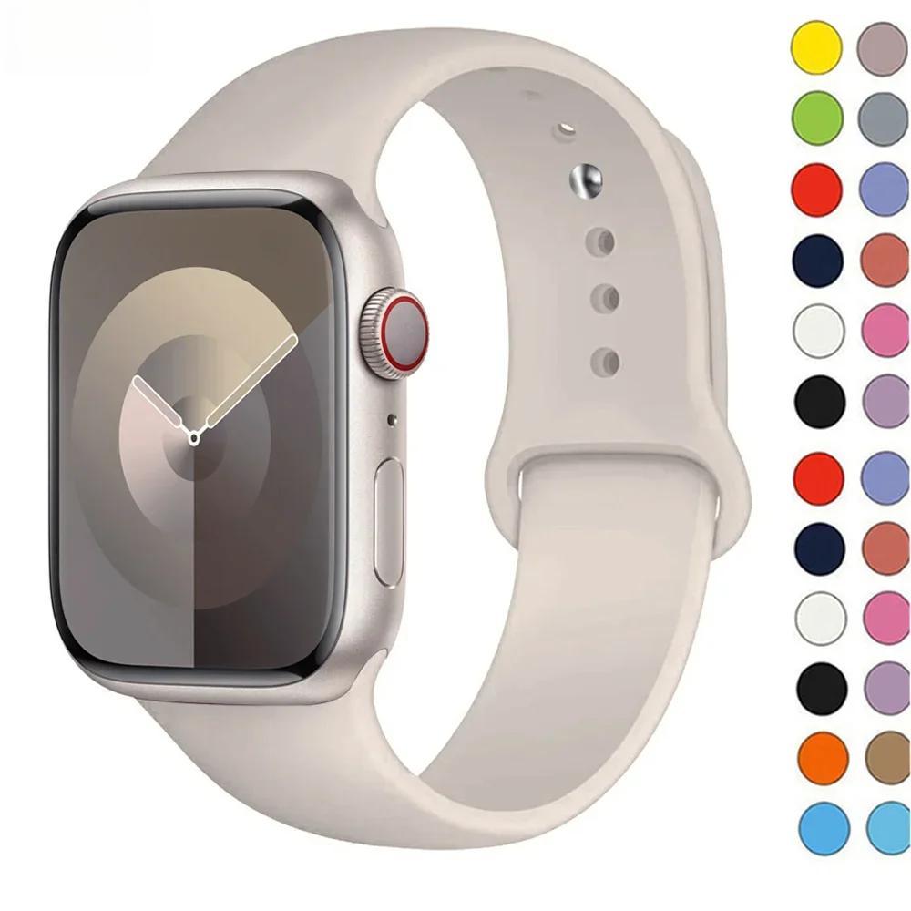Silicone Band For Apple Watch strap 44mm 45mm 40mm 41mm 42-46mm 49mm sport bracelet iwatch series 11-10-9-8 7 6 5 4 SE-Ultra 2/3